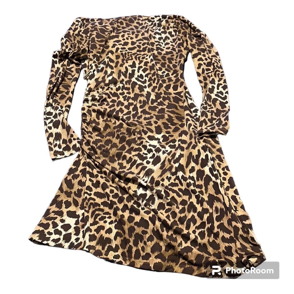 Michael Kors Ruched Leopard Bodycon-Size 6 - Picture 12 of 13